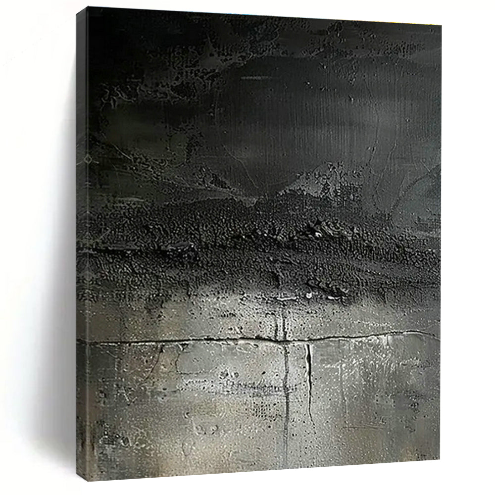 Black - Gray Textured Abstract Art for Industrial - Chic Loft & Modern Art Installation Space DLZ1745