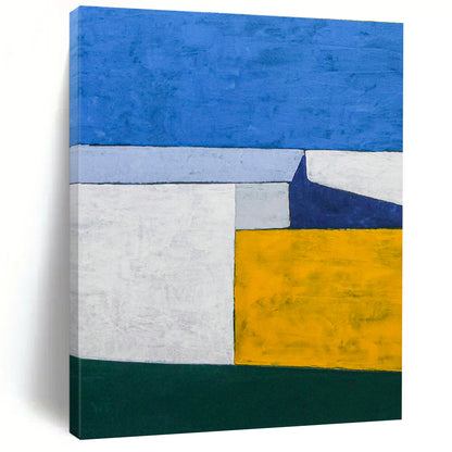 Blue - Yellow Geometric Abstract Art for Modern Office & Home Study DLZ1102