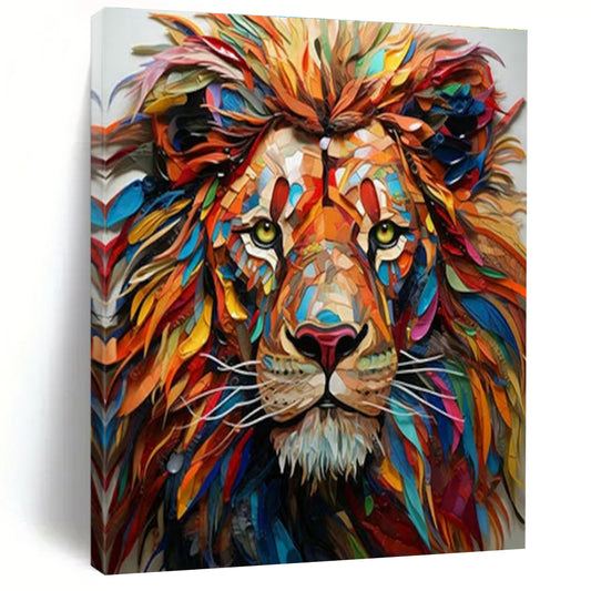Colorful Lion Head Art for Safari - Themed Living Room & Wildlife Conservation Office DLZ1550