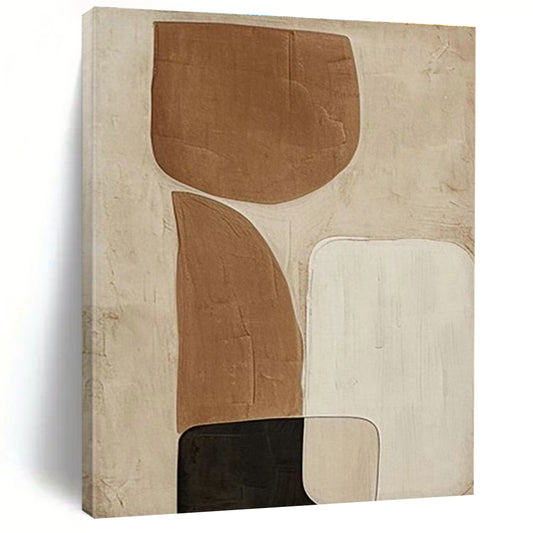 Brown and Beige Abstract Shapes Art for Neutral - Toned Study & Mid - Century Modern Home DLZ2194