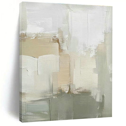 Beige - Gray Abstract Blocks Art for Scandinavian - Style Home & Art Gallery Corridor DLZ0712