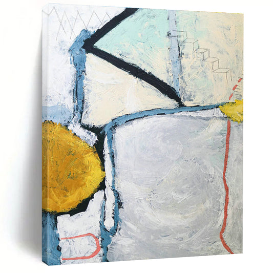 Blue - Gray - Yellow Geometric Abstract Art for Modern Studio & Home Office DLZ1110