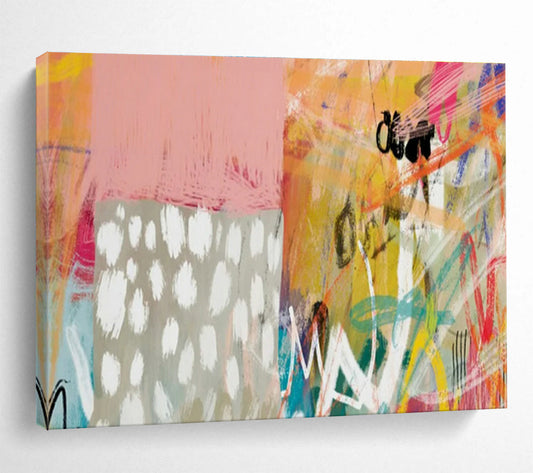 Pink - Orange Abstract Art for Bohemian - Style Retail Store Interiors DLZ2582