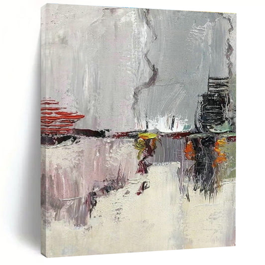 Gray Abstract Cityscape Art for Loft Apartment & Urban Café DLZ0610