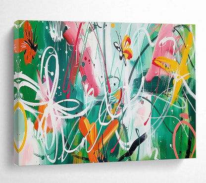 Butterfly Graffiti Abstract Art for Bohemian Café Backdrops DLZ2607