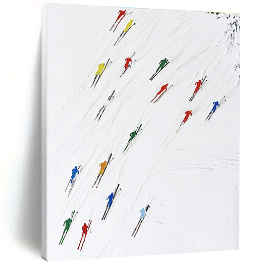 Colorful Skiers on Snow for Alpine Resort Lodge & Sports - Themed Art Gallery STSC986