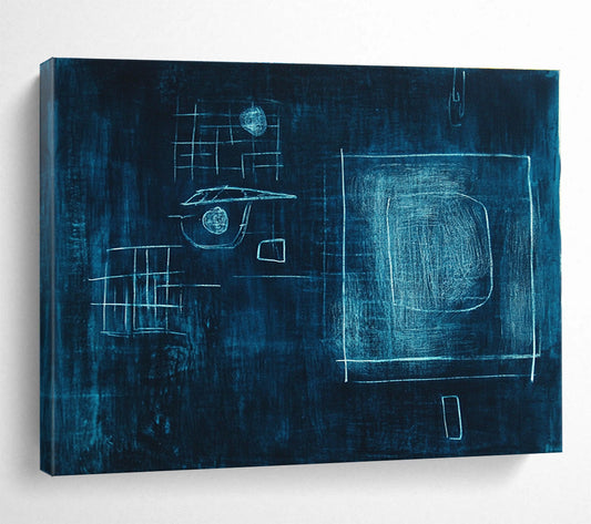 Blue Chalk Drawing Abstract Art for Creative Playroom & Artistic Studio SC348