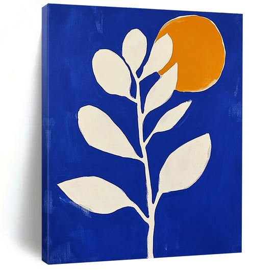 Blue Botanical with Orange Circle for Modern Dining Room & Contemporary Art Café STSC920