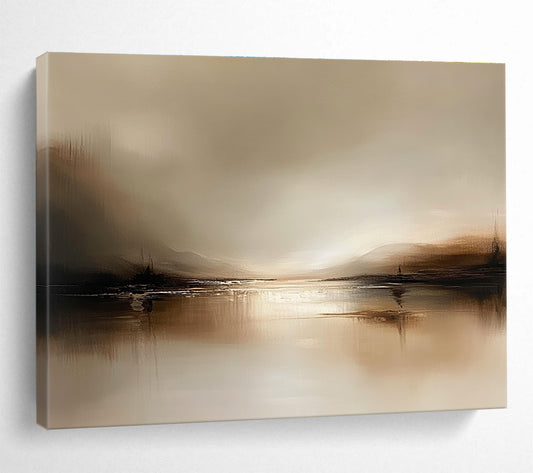 Brown Tonal Lake Art for Rustic Lodge & Neutral - Toned Study SC071