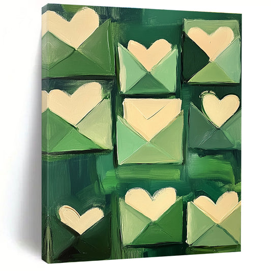 Green Envelopes with Hearts Art for Wedding Planner’s Studio & Romantic Home Entryway STSC1391