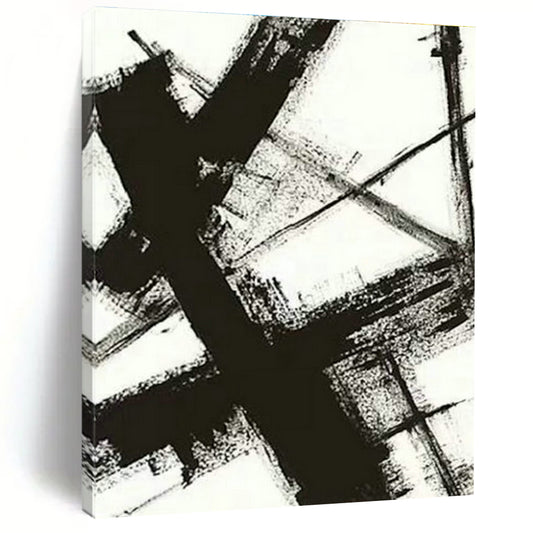 Black & White Abstract Brushstroke Art for Industrial Loft & Art - Themed Library DLZ1035