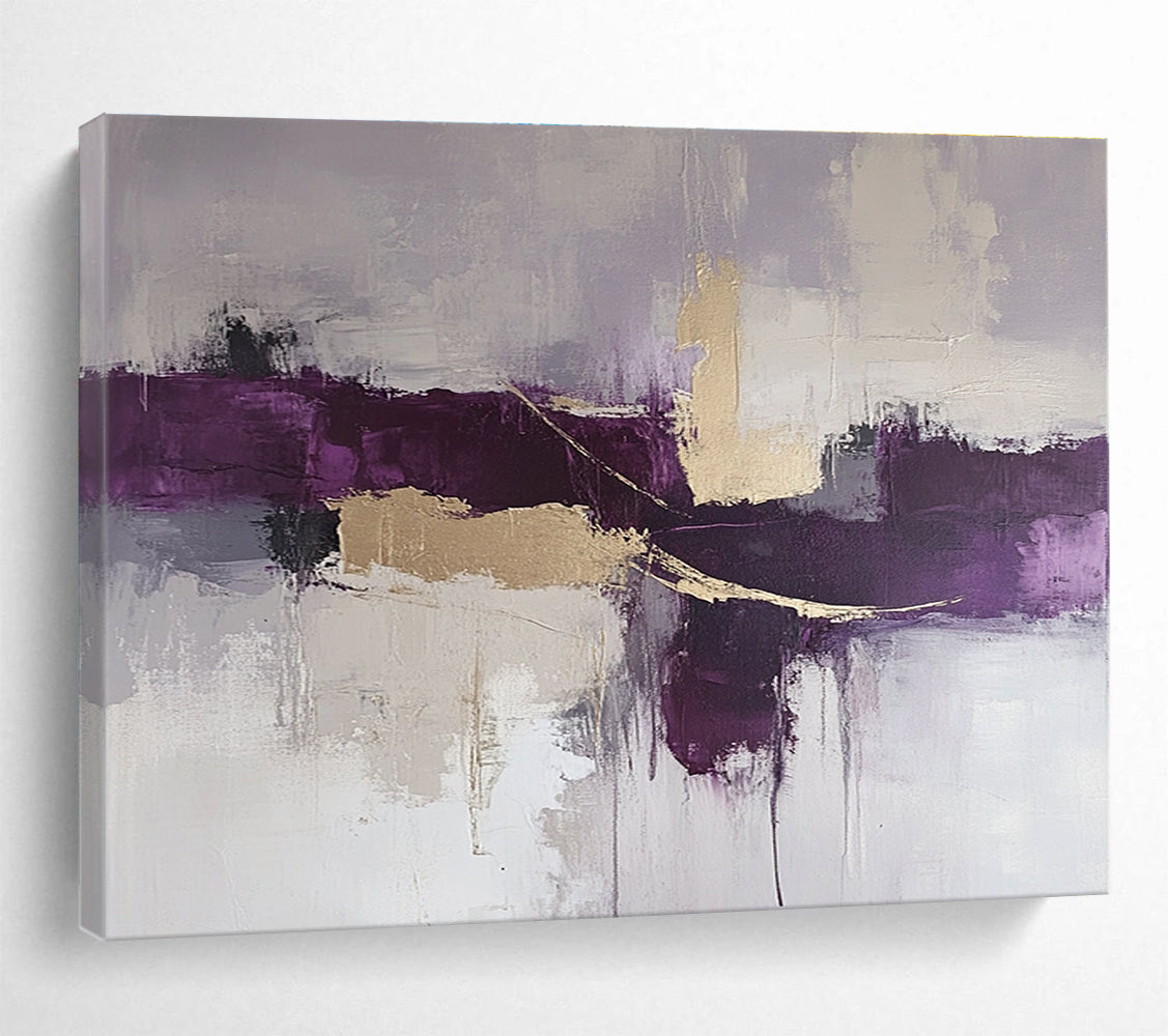 Purple Gold Abstract Art for Sophisticated Wine Bar & Art Deco - Style Lounge SC088