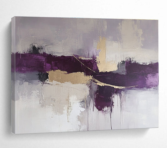 Purple Gold Abstract Art for Sophisticated Wine Bar & Art Deco - Style Lounge SC088