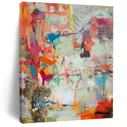 Colorful Abstract Art with Dried Flowers for Bohemian Home & Art Festival Booth DLZ1827