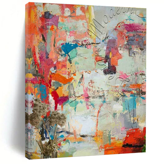 Colorful Abstract Art with Dried Flowers for Bohemian Home & Art Festival Booth DLZ1827