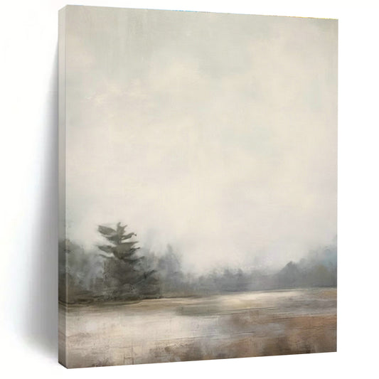 Misty Lake Landscape Art for Rustic Cabin & Meditation Retreat DLZ0721