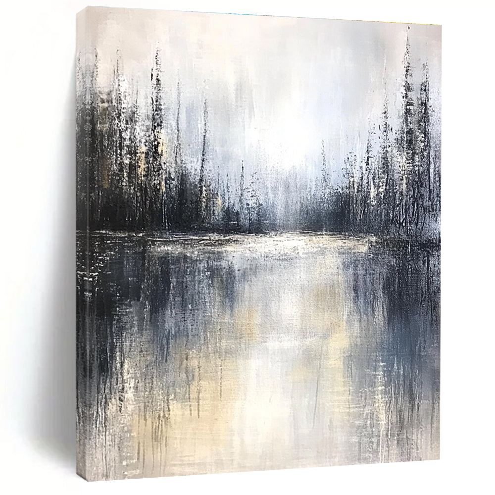Grayish Forest Lake Art for Bedroom & Spa STSC083