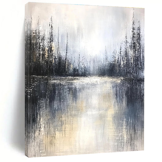 Grayish Forest Lake Art for Bedroom & Spa STSC083