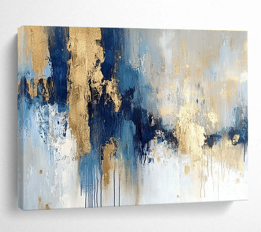 Blue - Gold Abstract Art for Upscale Office & Fine - Dining Restaurant SC021
