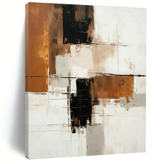 Brown - Black Geometric Abstract Art for Modern Office Reception & Industrial Loft DLZ1721