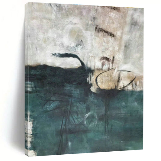 Dark Green - Grey - White Abstract Art for Living Room & Study DLZ0487
