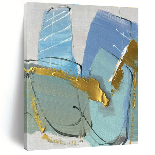 Blue - Gold Abstract Art for Coastal Villa & Art - Forward Bar DLZ0809
