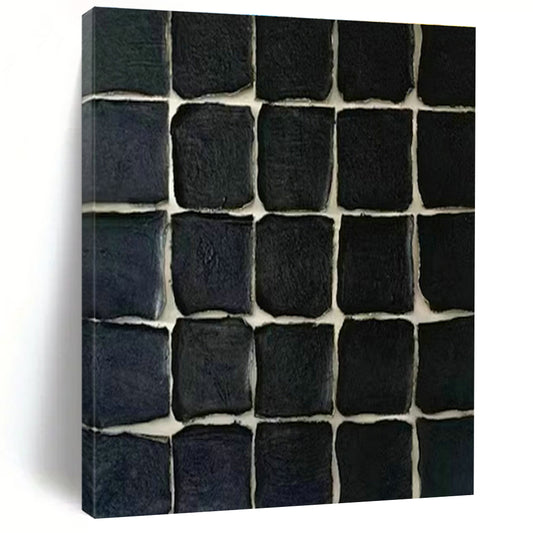 Black Square Collage Art for Minimalist Art Studio & Industrial - Chic Apartment DLZ1974