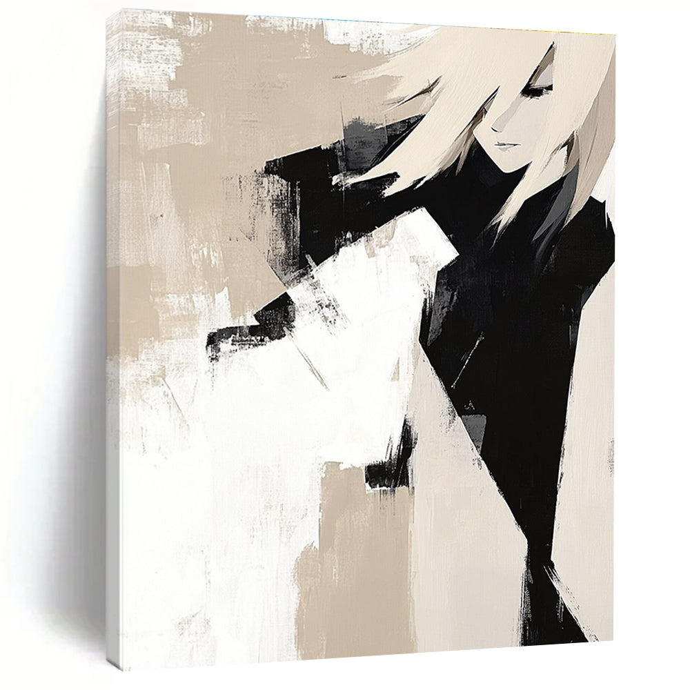 Beige and Black Abstract Character for Minimalist Home Office & Modern Studio STSC408