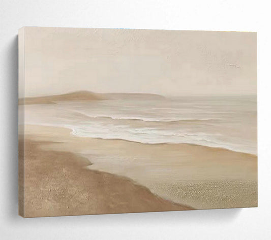 Light Brown Beach Landscape Art for Coastal Cottage DLZ2910