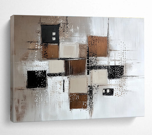 Brown and Gray Geometric Abstract Art for Industrial - Style Loft & Contemporary Art Gallery SC213
