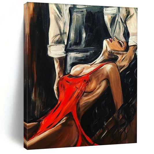 Sensual Red - Dressed Figure Art for Romantic Restaurant & Art - Themed Bedroom DLZ2311