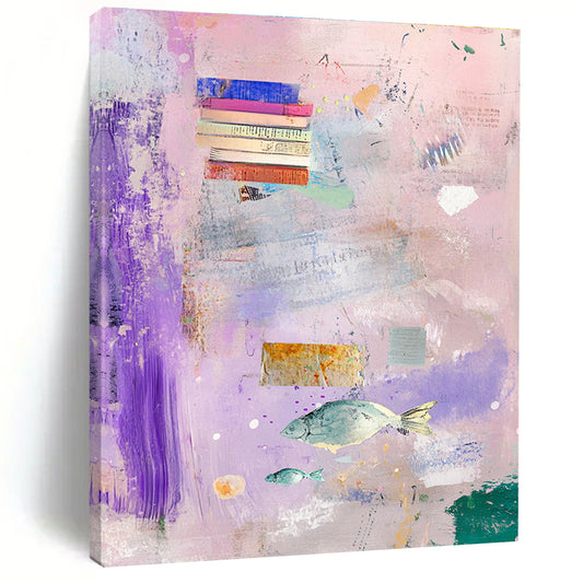 Mixed - Media Books and Fish for Literary Home Study & Eclectic Restaurant STSC1041
