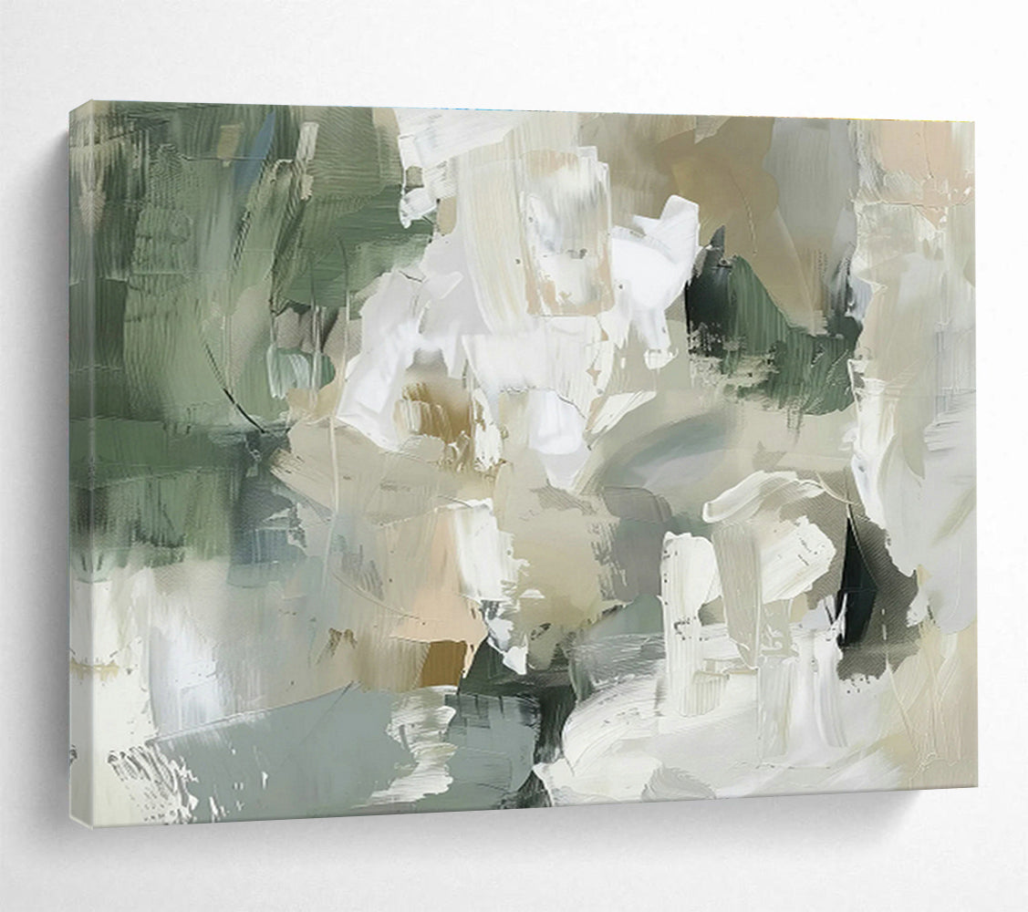 Green - Gray - White Abstract Art for Nature - Inspired Studies DLZ2429