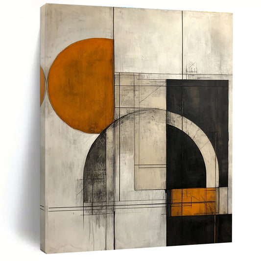 Geometric Orange and Grey Abstract for Industrial - Chic Loft & Modern Design Studio STSC754