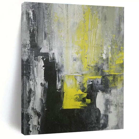 Gray - Yellow Abstract Art for Industrial Office Break Rooms DLZ0063