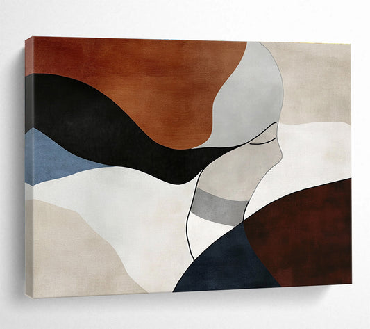 Abstract Figure in Earth Tones Art for Minimalist Bedroom & Sophisticated Wellness Center SC299