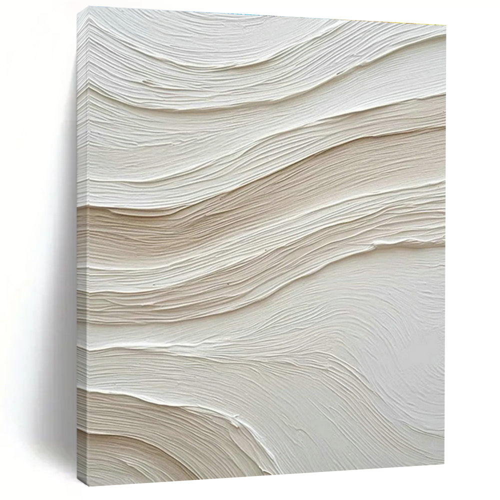 Creamy White Wave Textured Art for Coastal Bedroom & Spa Relaxation Area DLZ1031