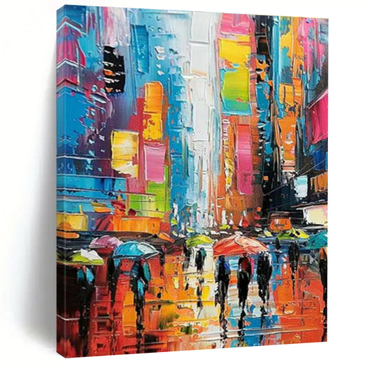 Vibrant City Street Painting for Living Room & Entryway DLZ0362