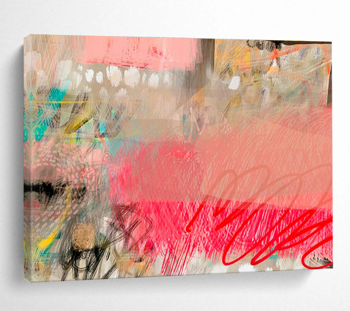 Pink - Gray Abstract Art for Minimalist Home Yoga Studio Corners DLZ2590
