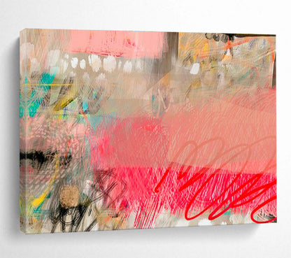 Pink - Gray Abstract Art for Minimalist Home Yoga Studio Corners DLZ2590