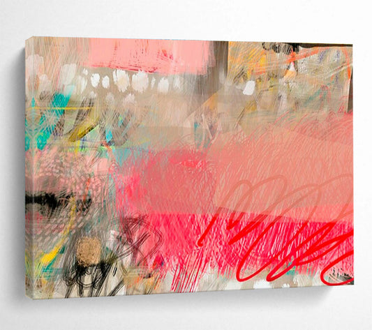 Pink - Gray Abstract Art for Minimalist Home Yoga Studio Corners DLZ2590