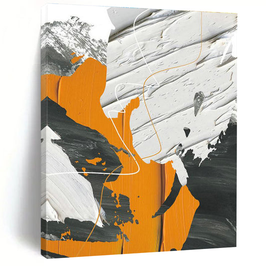 Orange, Gray, and White Abstract Art for Modern Fitness Studio & Art - Centric Apartment DLZ2228