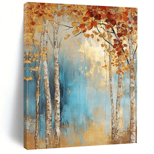 Golden Autumn Birch Trees for Cozy Living Room & Fall - Themed Café STSC301
