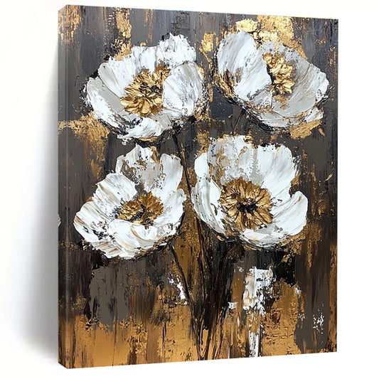 Gold - Accented Flower Abstract for Luxury Bedroom & Upscale Restaurant STSC834