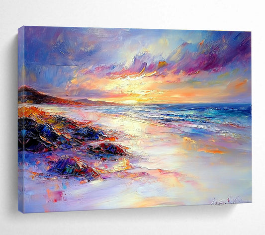 Colorful Beach Sunset Art for Coastal Home Living Room & Luxury Resort Lobby SC522