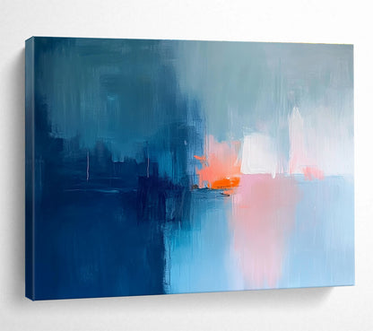 Blue - Toned Abstract with Coral Art for Coastal Home Office & Seaside Café SC253