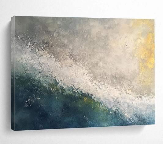 Gray and Blue Wave Art for Industrial - Chic Coastal Loft & Modern Art - Loving Beach House SC119