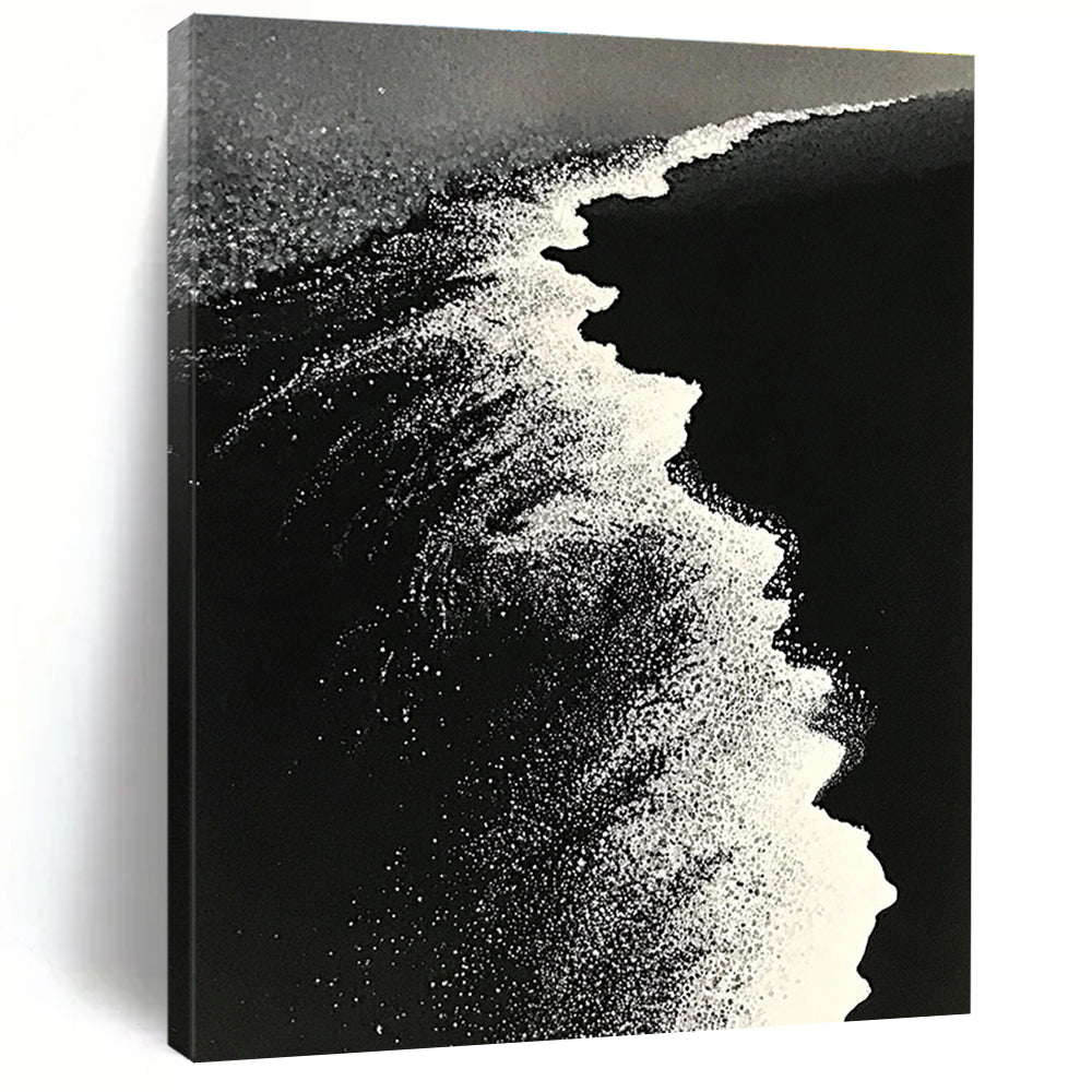 Black and White Wave Art for Modern Monochrome Office & Sophisticated Home Library STSC1430