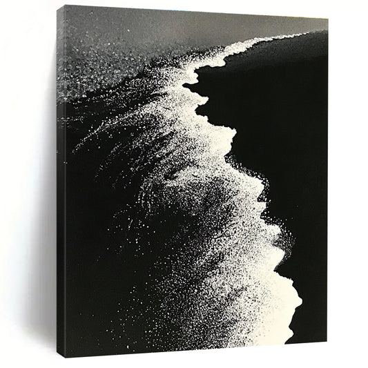 Black and White Wave Art for Modern Monochrome Office & Sophisticated Home Library STSC1430