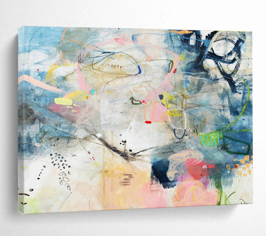 Blue - Pink Line Abstract Art for Coastal - Inspired Nooks DLZ2461